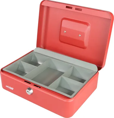 Produktbild von HMF 10125-03 Geldkassette mit herausnehmbaren Münzeinsatz, 25 x 18 x 9,5 cm, rot