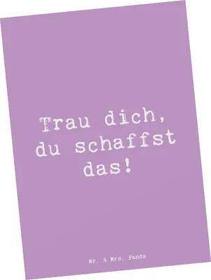 Produktbild von Mr. & Mrs. Panda Postkarte Spruch Angst überwinden - Lavendeltraum - Geschenk, Ansichtskarte, Vertrauem, Erfolg, Zuversicht, Fotokarte, bildkarte, Grußkarte, Inspiration
