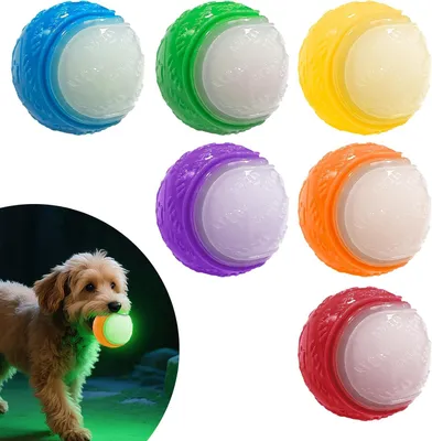 Productafbeelding van Hondenspeelgoed: ballen, set van 6, meerkleurig, geschikt voor binnen en buiten