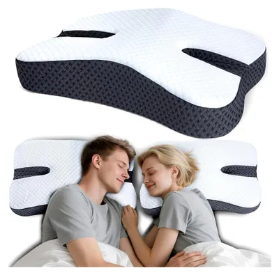 Produktbild von Anti-Schnarch-Kissen für Seitenschläfer, Memory-Schaum-Kissen zur Linderung von Schnarchen, ergonomisches Design für Seitenschläfer – Grau