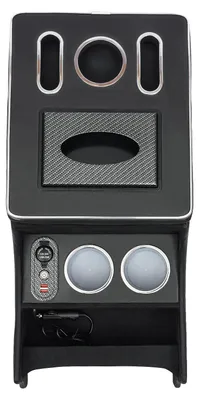 Produktbild von Armlehnenbox, USB-Ladeanschlüsse, Doppeltassenhalter, schwarz