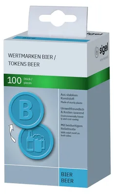 Produktbild von SIGEL WM005 Wertmarken Bier, blau, Ø 25 mm, 100 Stück