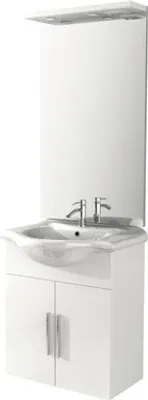 Produktbild von Badmöbel-Set Baden Haus Aida BxHxT 65 x 173 x 50 cm Frontfarbe weiß hochglanz mit Waschtisch Keramik weiß und Unterschrank Spiegel