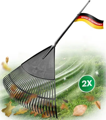 Immagine prodotto di Novatool 2x scopa per foglie con manico telescopico fino a 152 cm, scopa per foglie con 30 denti in plastica, larghezza di lavoro rastrello 75 cm, rastrello per foglie, scopa per giardino, rastrello per prato, rastrello, scopa per paesaggio, attrezzo da giardino nero