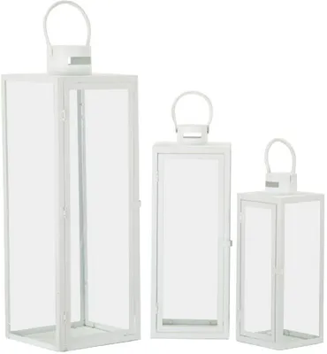 Produktbild von Mauro Ferretti Laternen-Set 3-teilig Weiß 66cm 49.5cm 39cm