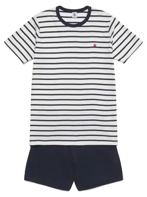 Zdjęcie produktu dla Dres dla chłopców Petit Bateau, biały z motywem marshmallow / niebieski, rozmiar 14 lat