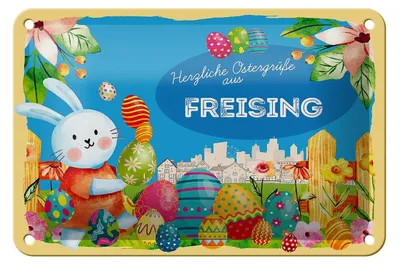 Produktbild von Blechschild Ostern Ostergrüße 18x12cm FREISING Geschenk Deko