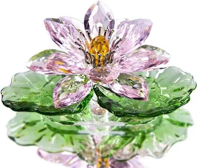 Produktbild von Rosa Kristalllotus-Ornament Wohndekoration Feng Shui Geschenkbox