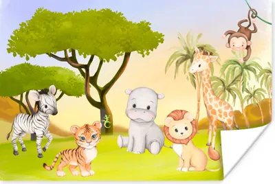 Produktbild von MuchoWow® Poster Dschungel - Tiere - Kind 120x80 cm - Bilder