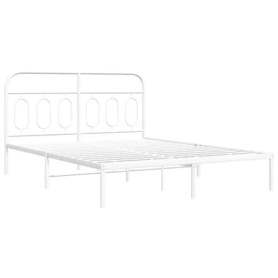 Produktbild von Bettgestell mit Kopfteil Metall Weiß 150x200 cm
