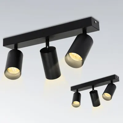 Produktbild von Faziango Deckenstrahler 3 flammig Spotleuchte GU10 Schwenkbar - Moderner Deckenspot LED Deckenleuchte Schwarzer