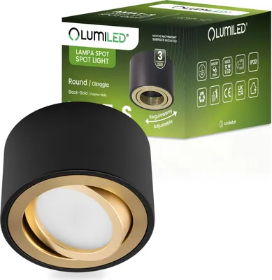 Image de LUMILED Luminaire apparent Spot apparent pour module LED INSERT Spot de plafond Downlight orientable Spot de plafond rond or noir 52mm