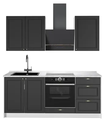 Imagen del producto de Cocina para solteros Vicco Fame-Line Antracita-Oro Landhaus/Blanco 190 cm, ET Mármol, Model 64901