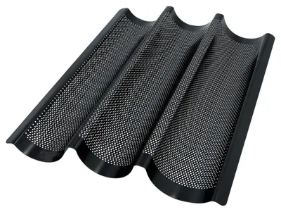 Baguette-Backform für 3 Baguettes, perforiert, 38,5x28x4 cm