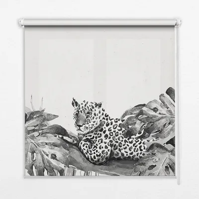Produktbild von Seitenzug-Rollo Fensterrollo Jalousie - Thermo-Rollo Verdunkelungsrollo - 140x180 cm - Geparden auf einem Zweig gezeichnet