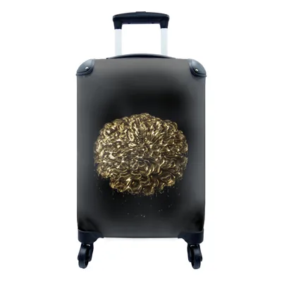 Produktbild von MuchoWow® Koffer Handgepäck Trolley Rollkoffer Kleine Reisekoffer mit 4 Rollen - Blume - Schwarz - Blatt - Cabin Size < 55x40x23 cm & 55x40x20 cm - Fotokoffer - Kabinenkoffer - Boardgepäck - Reise-Box - Reisekoffer - Reisegepäck - Koffer mit Bild - Trolley für Kinder