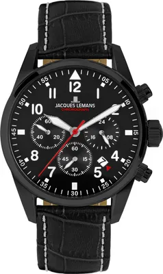 Jacques Lemans 42-2F Herrenuhr Chronograph Sport Schwarz 1