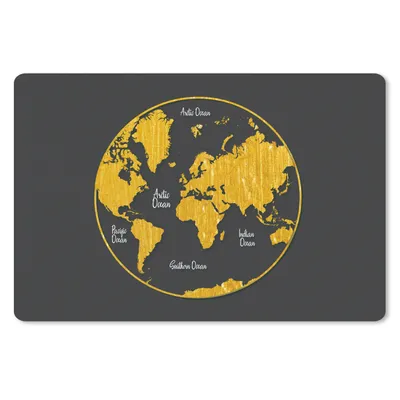 Produktbild von MuchoWow® Schreibtischunterlage Weltkarte - Kreis - Gold 60x40 cm - XXL Mauspad - Großes Mauspad