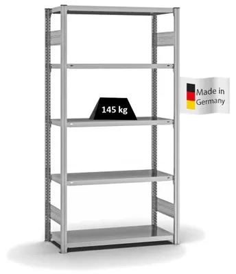 Produktbild von PROREGAL Fachbodenregal Stecksystem MAGNUS Germany | HxBxT 200x100x40cm | 5 Ebenen | Fachlast 145 kg | Beidseitig nutzbar | Verzinkt