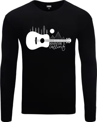 Obrázok produktu pre Pánske teplé tričko s dlhým rukávom a potlačou gitary adventure black veľkosť XL