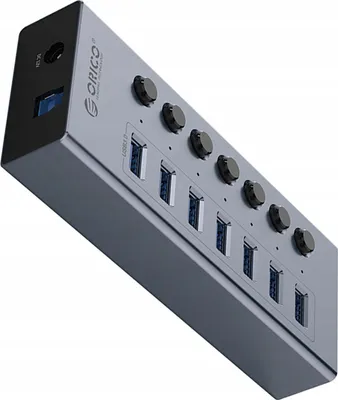 Zdjęcie produktu dla Orico Bt2U3-7Ab 7X koncentrator USB-A 3.0 z przełącznikami - szary