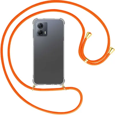 Produktbild von Handykette Backcover-Schutzhülle mit Band (Metall goldfarben) für Motorola Moto G53 5G (6.5'') - neonorange