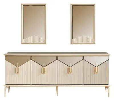 Produktbild von Komplette Esszimmer Esstisch 2tlg Anrichte Esszimmertisch Gold Holz
