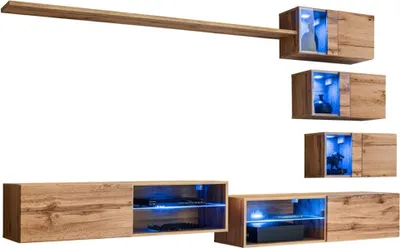 Productafbeelding van Salonmeubelset SWITCH XXIV – LED – Eiken – Design wandcompositie