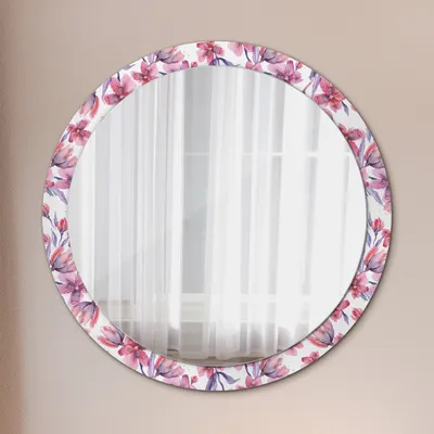 Produktbild von Spiegel - Mirror zum Wandspiegel Schlafzimmer – Schminkspiegel- Aquarell Blumen- Ø100cm
