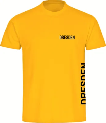 Produktbild von multifanshop Herren T-Shirt - Dresden - Brust & Seite, gelb, Größe S