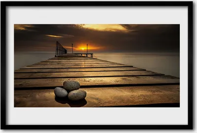 Produktbild von Bild 60x40 MDF-Rahmen Wandkunst Meerpier Sunset
