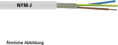 Obrázok produktu pre Kábel HELU NYM-J 3x1,5 mm² s plášťom, vonkajší priemer 9,1 mm, menovité napätie Uo/U 300 V/500 V – 1 meter