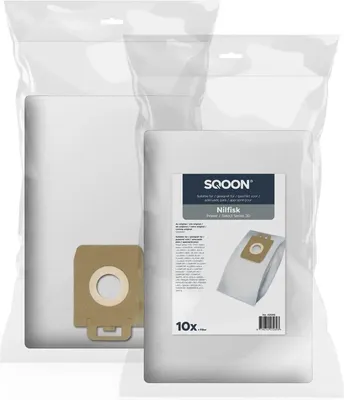 Productafbeelding van SQOON® Stofzuigerzakken  Geschikt voor Nilfisk Power- & Select-series - Vervangt 128389187 / 107407639 - 10 Stuks