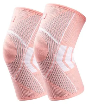Obrázek produktu pro Kolenní bandáž, nylonová, kompresní, protiskluzová, růžová, 1 kus, vhodná pro běh, fitness, cyklistiku, turistiku a běžné nošení