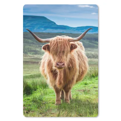 Produktbild von MuchoWow® Mauspad Mousepad Schottischer Hochländer - Kuh - Natur - Berg - Gras 18x27 cm - Mousepads - Maus Mat - Pad - Mausunterlage