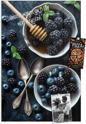 Produktbild von Magnettafel 40x60cm Pinnwand Whiteboard beschreibbar - Blaubeeren Stillleben