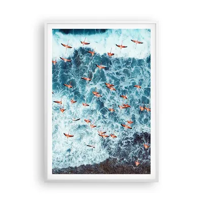 Produktbild von Gerahmtes Poster - Weißer Rahmen - Flamingos Karibik Vögel - 70x100 cm - Wand Bild - Wanddeko - Wandbilder - Kunstposter - Wandposter - Bilderrahmen - Bilder - Kunstdruck - P2WPA70x100-5013