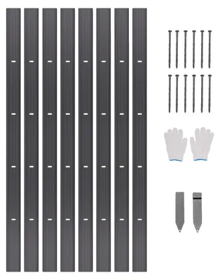 Productafbeelding van VEVOR metalen tuinrand, set van 8 stuks, 183 cm, roestvrij aluminium, buigbare tuinrand, stevige grasrandafscheiding voor bloembedden, opritten