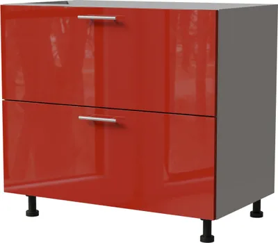 Produktbild von Schubladenunterschrank BRERRA 90cm HETTICH Vollauszug Farbe wählbar BR-D2A/90/1A,RAL 3002 karminrot Hochglanz,grau