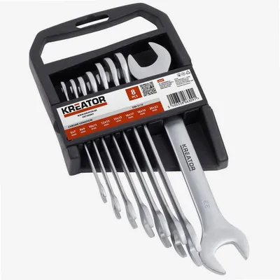 Obrázok produktu pre Sada 8 plochých kľúčov, veľkosti od 6 do 22 mm, značka Kreator