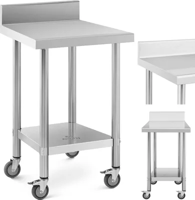 Obrázek produktu pro Expondo Royal Catering nerezový stůl s kolečky – PREMIUM – 60 x 60 cm – 120 kg – zvýšená hrana –