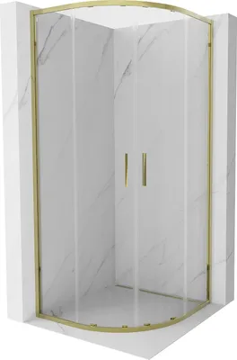 Image de Mexen Exo cabine de douche demi-circulaire coulissante 90 x 90 cm, transparent, or - 8132-090-090-50-00