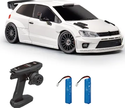 Zdjęcie produktu dla Samochód zdalnie sterowany, 1/28 2,4 GHz 4WD ze światłami LED, 2 baterie, opony do driftu, elektryczny samochód wyścigowy jako prezent urodzinowy dla chłopców, biały