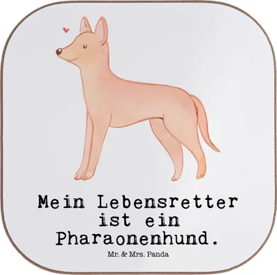 Produktbild von Mr. & Mrs. Panda Tassenuntersetzer Pharaonenhund Lebensretter - Weiß - Geschenk, Untersetzer Tasse, Coaster, Tischuntersetzer, Pharaoh Hound, gläseruntersetzer, Glas