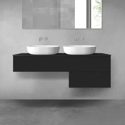 Productafbeelding van OLTENS Vernal badkamermeubelset, 3-delig, bestaande uit 2 onderkasten met lades en een consoleblad van 140 x 25,2/48,6 cm