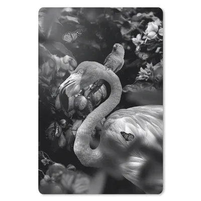 Produktbild von MuchoWow® Mauspad Mousepad Flamingo und ein Vogel im Dschungel - schwarz und weiß 18x27 cm - Mousepads - Maus Mat - Pad - Mausunterlage