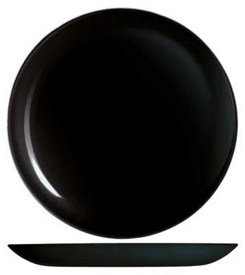 6 Speiseteller, Glas, Schwarz, 27 cm, spülmaschinengeeignet