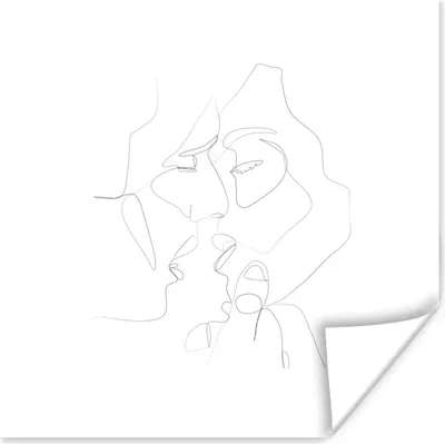 Produktbild von MuchoWow® Poster Beziehung - Linienkunst - Liebe 100x100 cm - Babyzimmer