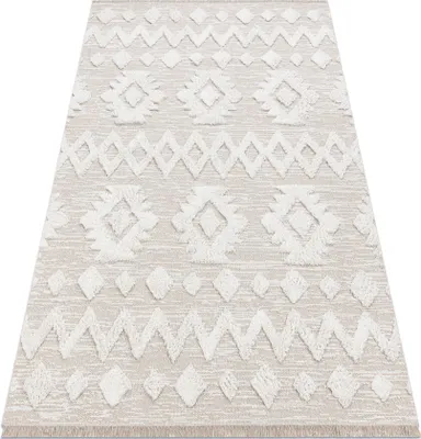 Produktbild von Teppich ÖKO SISAL MOROC 22319 Rauten boho Franse - strukturell beige / creme beige 175x270 cm