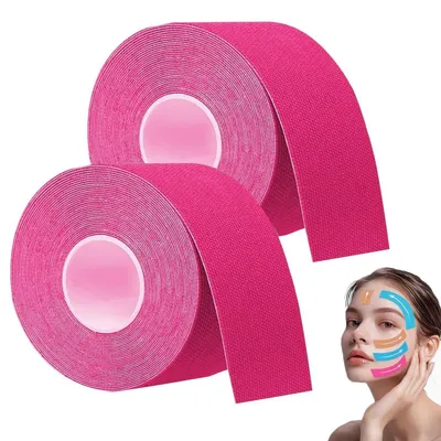 Image de Bandes de kinésiologie, couleur rose, 2 rouleaux, 2 cm x 5 m